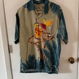 Vintage Tori Richard Hawaiian tropical drinks shirt Made In Hawaii Size Medium